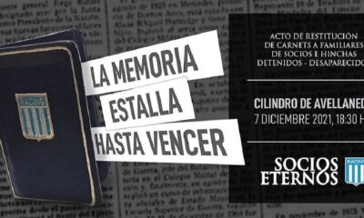 Racing rendirá homenaje a 46 socios e hinchas detenidos desaparecidos.