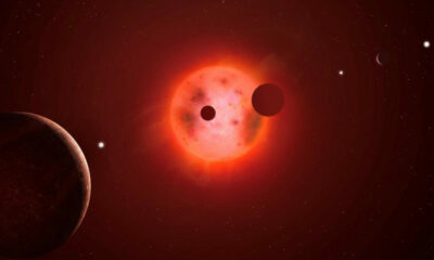 Astrónomos descubren dos exoplanetas rocosos alrededor de una estrella enana roja.
