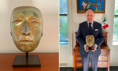 Una máscara olmeca de 1.500 años de antigüedad será repatriada a México.