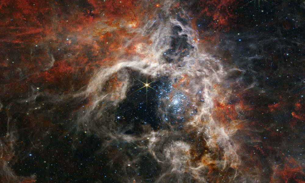 El telescopio espacial James Webb de la NASA capta una ‘tarántula’ cósmica gigante. El telescopio espacial James Webb de la NASA capta una ‘tarántula’ cósmica gigante.