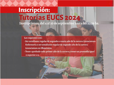 Inscripción a Tutorías de la Escuela Universitaria de Ciencias de la Salud 2024 Inscripción a Tutorías de la Escuela Universitaria de Ciencias de la Salud 2024