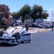 Choque terminó en un impactante vuelco y una mujer trasladada al hospital