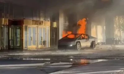 Explotó un auto Tesla en la puerta de una torre de Donald Trump en Las Vegas e investigan un atentado
